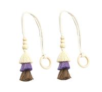 Confezione da 2 fermatenda in corda di cotone con clip decorativa con frangia e perline di legno per decorazioni per soggiorno legami intrecciati a mano