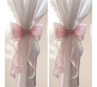 Confezione da 2 fermatende con fiocco in seta francese, eleganti nastri in pizzo per tende, accessori decorativi per la casa (rosa, 2)