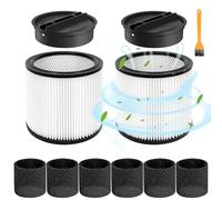 Confezione da 2 filtri di ricambio 90304 compatibili con Shop Vac 90304 90350 90333 90585 Wet Dry Vac filtro a cartuccia con coperchi e filtro in schiuma, si adatta alla maggior parte degli