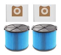 Confezione da 2 filtri di ricambio per aspirapolvere Ridgid Shop Vac da 3-4,5 galloni Wet Dry + 2 sacchetti filtro VF3501 compatibili con Ridgid 3-4,5 galloni Wet Dry Vacuum (confezione da 4)