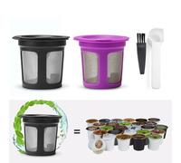 Confezione da 2 filtri K-Cup riutilizzabili per macchine da caffè Keurig 2.0 (K200-K560, B30-B3000), in plastica alimentare con filtro in acciaio inox e guarnizione in silicone, lavabili in