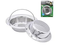 Confezione da 2 filtri per lavello da cucina con manico, in acciaio inox di alta qualità, tappo per lo smaltimento dei rifiuti, cestino in acciaio inox, bordo largo 11 cm di diametro, grande