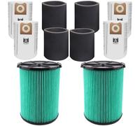 Confezione da 2 filtri VF6000 + 4 sacchetti filtro VF3502 + 4 manicotti in schiuma per aspirapolvere Ridgid da 5-20 galloni Wet Dry (confezione da 10)