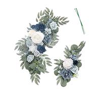 Confezione da 2 fiori artificiali Arco nuziale Fiori decorativi Simulazione Rose Swag Composizione floreale per cerimonie nuziali Banchetti Decorazioni per la casa 19, 7x7, 9 pollici 9, 8x3, pollici