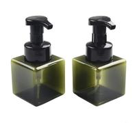 Confezione da 2 flaconi in plastica ambrata da 250 ml, per prodotti liquidi per la cura della persona, tra cui shampoo, sapone, bagnoschiuma e ricariche per la cura della pelle (verde scuro)