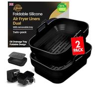 Confezione da 2 fodere in silicone per friggitrice ad aria Ninja Dual da 7,6 l, multiuso, in silicone, con vassoio di drenaggio, accessori per friggitrice ad aria Ninja, accessori per friggitrice ad