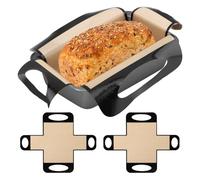 Confezione da 2 fodere in silicone per pane e pane olandese, riutilizzabili, antiaderenti, per padelle da 22,9 x 12,7 cm e forni olandesi, resistenti al calore, con 4 manici per pasta madre e pane