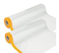 Confezione da 2 fogli di nastro e drappeggio pre-nastrati, versatili fogli di plastica per imbianchini, fogli di plastica per la polvere, autoadesivi, copertura per pittura a spruzzo, pavimenti