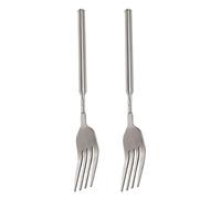 Confezione da 2 forchette telescopiche in acciaio inox, allungabili, lunghe, utensili da pranzo telescopici per barbecue, campeggio, lavastoviglie, utensili telescopici