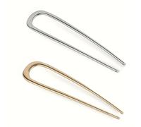 Confezione da 2 forcine per capelli a forma di U, in metallo dorato e argento, per capelli spessi e tutti i tipi di capelli, 14 cm, eleganti forcine per chignon, forcine per acconciature