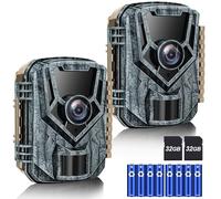 Confezione da 2 fotocamere da 24 MP 1080 P con movimento attivato Trail Cam Deer Camera con movimento grandangolare a 120 ° Ultimo sensore di visione notturna Schermo LCD da 2,0 "impermeabile