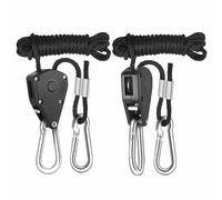 Confezione da 2 ganci a cricchetto, corda regolabile a cricchetto, 1/8 pollici, robusta clip per puleggia per gancio e tenda, portata 68 kg/150 lbs
