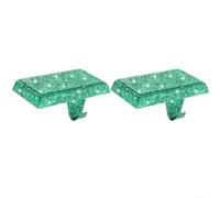 Confezione da 2 ganci natalizi per mantello, robusti ganci natalizi in ferro con base antiscivolo, accessori decorativi per feste festive, set multicolore, 12 x 6,6 cm (verde)