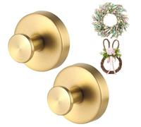 Confezione da 2 ganci per ghirlande dorate, in acciaio inox, resistenti, con ventosa, per decorazioni autunnali e natalizie, cartello di benvenuto per porta d'ingresso, per interni ed esterni