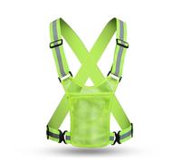 Confezione da 2 gilet catarifrangenti ad alta visibilità, unisex, a righe argentate, con tasca in rete, ideale per lavoro, ciclismo, corsa, corsa notturna e attività all'aperto (verde)