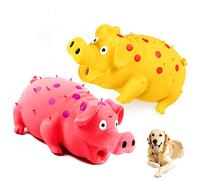 Confezione da 2 giocattoli per cani che squittiscono - Giocattoli da masticare in gomma resistente con suoni di urinamento e grugnito per cani di taglia piccola, media e grande - Set di giocattoli