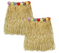 Confezione da 2 gonne di erba, Raffia Hula Rock con ibisco elastico, per adulti, donne, uomini, tropicali, hawaiani, feste estive, spiaggia, luau party, giallo., 60 x 90 cm