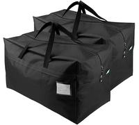 Confezione da 2, grande borsa di stoccaggio per abbigliamento, indumenti, biancheria da letto, decorazione per feste, organizzatore di eventi, 100L, Nero