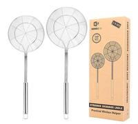 Confezione da 2 grandi colini a ragno, cestello per schiumare in acciaio inox, colini per mestoli da cucina, cucchiai a rete con manico lungo, strumenti di cottura per frittura, gnocchi