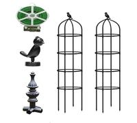 Confezione da 2 graticci da giardino a forma di obelisco per piante rampicanti, telaio di supporto per piselli e pomodori, 25 x 120 cm e 30 x 180 cm, traliccio nero per la crescita di fiori per