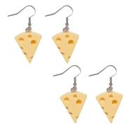 Confezione da 2 graziosi orecchini pendenti a forma di fetta di formaggio 3D, gioielli in resina a tema alimentare giocoso da donna