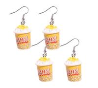 Confezione da 2 graziosi orecchini pendenti a forma di popcorn 3D, divertenti gioielli da donna