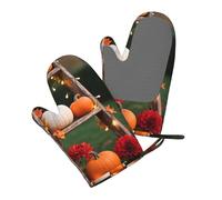 Confezione da 2 guanti da forno in silicone con decorazioni autunnali, resistenti al calore e impermeabili, con impug antiscivolo, essenziali per le feste del Ringraziamento, i dolci delle feste, le