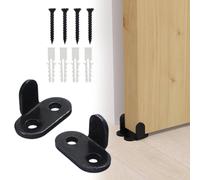 Confezione da 2 guide scorrevoli regolabili per pavimenti per rulli in acciaio resistente, compatibile con porte scanalate e non scanalate, hardware con tappo a battente con viti di montaggio e