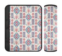 Confezione da 2 imbottiture per cinture di sicurezza, stile boho, rosso e blu, vintage, per cinture di sicurezza, per alleviare lo stress al collo e alle spalle, per borsa per cinturon de seguridad