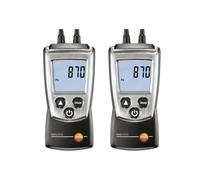(Confezione da 2) Indicatore di pressione differenziale (Campo di misura: da 0 a 100 hPa) per HVAC, calibrazione sul campo con certificato di calibrazione di fabbrica. Modello: Testo 510