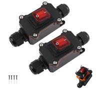 Confezione da 2 interruttori a levetta impermeabili IP67 con LED, 30 A, 110 V-240 V CA, interruttore a levetta per esterni, resistente, interruttore ON-off, linea di ingresso e uscita su 2 lati, per