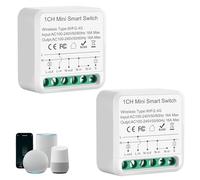 Confezione da 2 interruttori della luce Smart WLAN Bluetooth, Smart Home Interruttore radio fai da te dietro interruttore a parete esistente, compatibile con Alexa, Google Home, Smart Life/Tuya App
