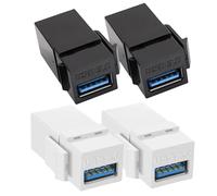 Confezione da 2 jack USB Keystone - Modulo di inserimento piastra a muro USB 3.0 | Connettore dati ad alta velocità da femmina a femmina in ABS, adattatore per pannello di uscita durevole per uso in u