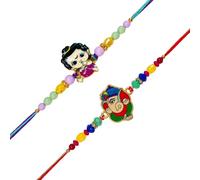 Confezione da 2 Krishna & Ganesha Rakhi Set per fratelli piccoli per Raksha Bandhan e Bhaidooj, regalo per fratelli