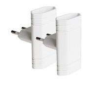 Confezione da 2 ladri prese piatte (doppia spina) Ladron piatto a parete sottile. Adattatore spina a 2 prese. Presa terra 10A (250V) Colore Bianco. Ideale per il montaggio dietro spazi ristretti