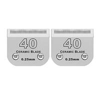 Confezione da 2 lame staccabili in ceramica per toelettatura del cane, compatibile con tagliacapelli Andis taglia 40, lunghezza di taglio 0,25 mm, compatibile con tagliacapelli Oster A5, Wahl serie KM