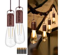 Confezione da 2 lampadine a LED da campeggio, alimentate a batteria, portatili, da appendere, stile vintage, per esterni, uragano, illuminazione di emergenza, per escursioni, escursioni, pesca