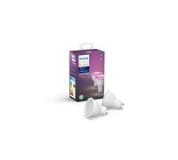 Philips Hue White and Color Ambiance, Faretto LED Smart GU10, Luce Bianca e Colorata, 350lm, Compatibile con Bluetooth, controllo vocale con Alexa, Apple Home e Google Assistant, pack da 2
