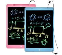 Confezione da 2 lavagne da disegno elettroniche da 40,6 cm, con pennino, cancellabile con un clic, riutilizzabile, senza carta, per casa, scuola, ufficio, idea regalo (rosa e blu)