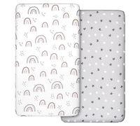 Confezione da 2 lenzuola per culla, 100% microfibra, traspiranti, 120 x 60 cm, lenzuola per culla per bambini comode e leggere, Oeko-tex100, adatte a tutte le forme di materasso per culla, clessidra