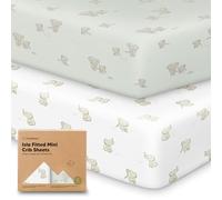 Confezione da 2 lenzuoli con angoli elasticizzati in bambù biologico, per lettino, 97 x 66 cm, confezione da 97 x 66 cm, per bambini (Elly)