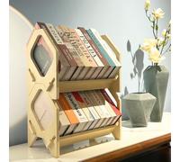 Confezione da 2 librerie da scrivania, impilabili, con manico, per riporre CD/riviste/cartelle di file, piccola libreria portatile per studio, soggiorno, camera dei bambini, senza chiodi, di piccole