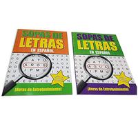 Confezione da 2 - Libro di ricerca di parole spagnole Jumbo,96 pagine ciascuna facile da vedere, ricerca e cerchio.