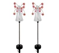 Confezione da 2 luci ad energia solare con LED che cambiano colore, per decorazione di giardini e paesaggi esterni, illuminazione resistente alle intemperie a energia solare (rosa)