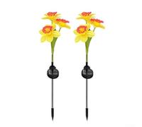 Confezione da 2 luci solari da giardino, impermeabili, a energia solare, a forma di narciso, per feste in giardino (giallo)