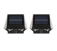 Confezione da 2 luci solari da giardino, impermeabili, alimentate a energia solare, luci per recinzioni esterne per scale, garage, cortile, porta d'ingresso (luce calda)
