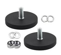 Confezione da 2 magneti al neodimio gommati, diametro 66 mm, magneti rotondi in gomma, magnete con pinza piatta, magnete con base a disco con filettatura esterna M6, portata 55 kg