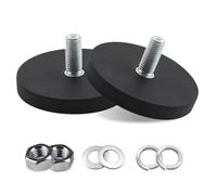 Confezione da 2 magneti al neodimio gommati, diametro 66 mm, magneti rotondi in gomma, magnete con pinza piatta, magnete con base a disco con filettatura esterna M8, portata 55 kg