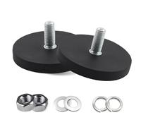 Confezione da 2 magneti al neodimio gommati, diametro 88 mm, magnete con pinza piatta, magneti rotondi in gomma, magnete con base a disco con filettatura esterna M6, portata 55 kg, per strisce luminos