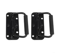 Confezione da 2 maniglie in ferro resistenti a molla, antiurto e durevoli, con comoda impugnatura in gomma nera, ideali per cassette degli attrezzi, voli (100 mm)